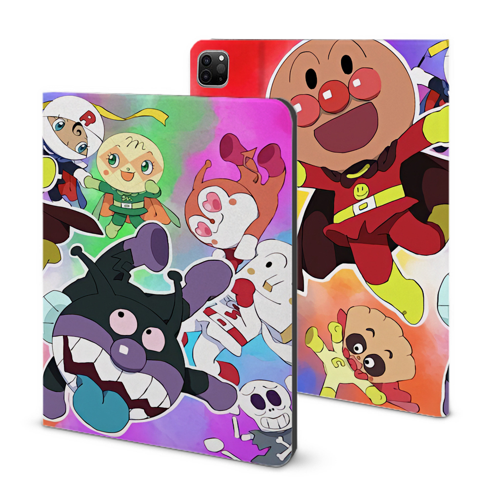 （画像用） アンパンマン Anpanman IPad ケース ブック型 PUレザー TPU 耐衝撃 軽量 薄型 ペン収納なし 全面保護 IPad 各モデル対応